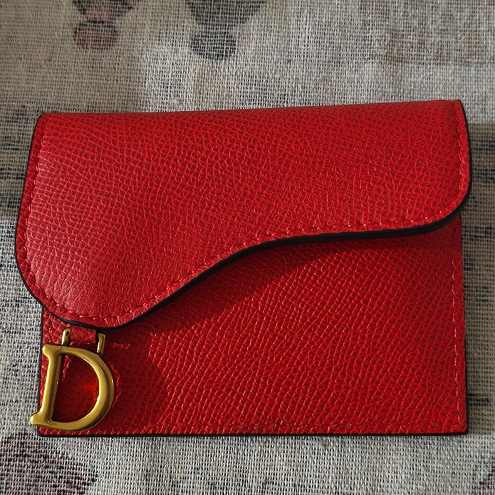 Dior Red Coin Purse With D Logo